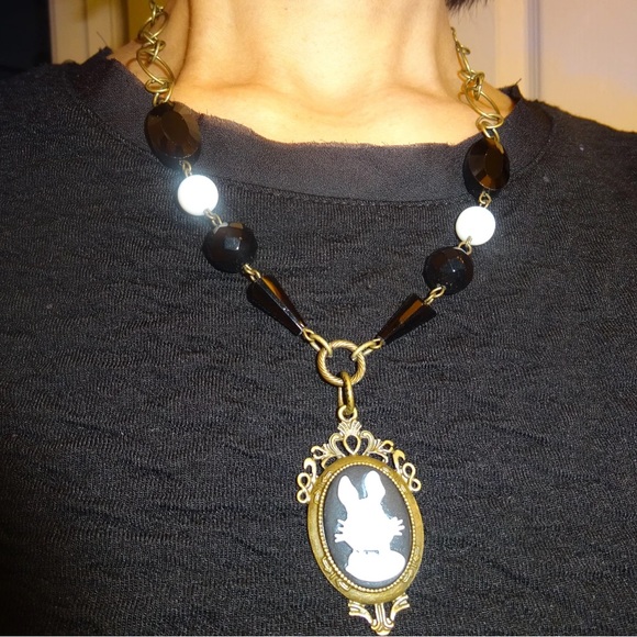 🌙[2/$44.00]🌙 Black and White Rabbit Necklace - Picture 4 of 6